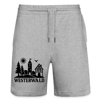 westerwald silhouette - Stanley/Stella Unisex Bio Joggingshorts Trainer  - Grau meliert - Vorne - Nik (191cm) & Marisol (170cm)