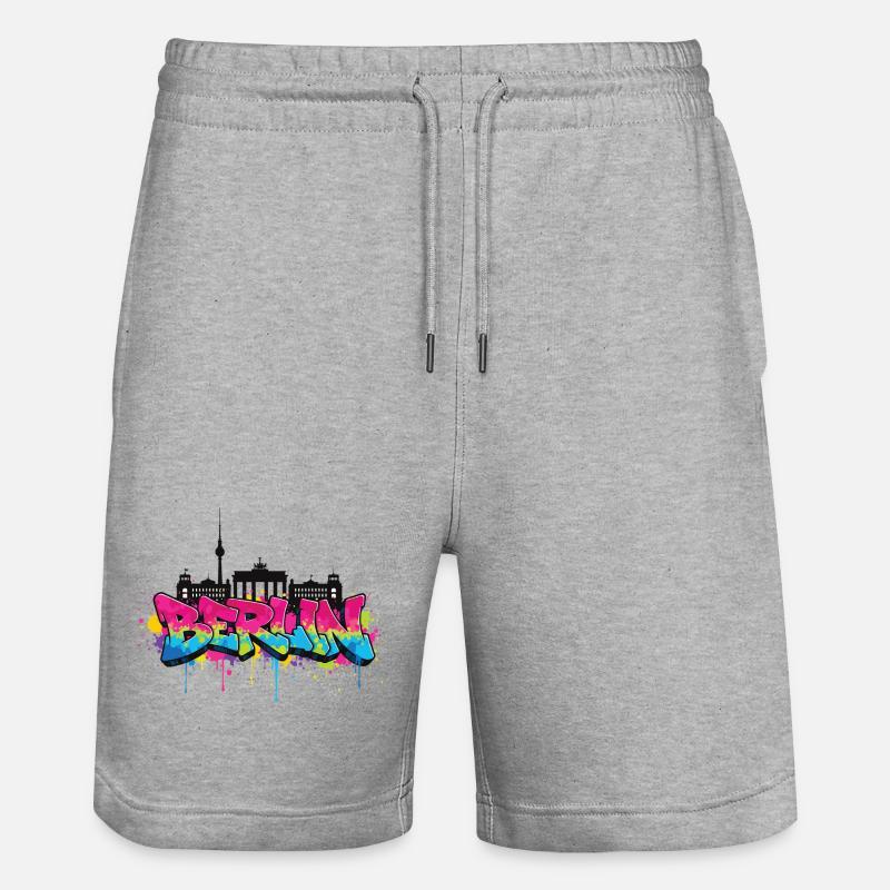 Berlin Graffiti Skyline - Short de jogging bio TRAINER Stanley/Stella unisexe - gris chiné