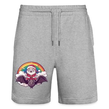 Fledermaus Weihnachtsmann Weihnachten - Stanley/Stella Unisex Bio Joggingshorts Trainer  - Grau meliert - Vorne - Nik (191cm) & Marisol (170cm)