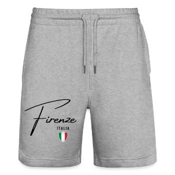 Florence Italy, elegant design of Florence - Stanley/Stella Trainer Unisex Organic Jogging Shorts - heather grey - Front - Nik (191cm) & Marisol (170cm)
