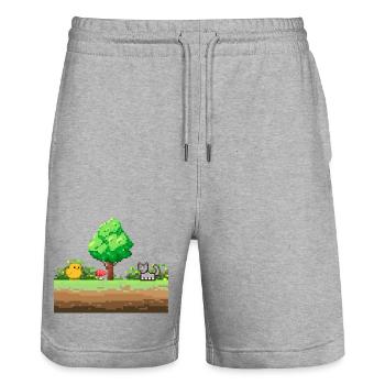 Pixelgarten Abenteuer - Stanley/Stella Unisex Bio Joggingshorts Trainer  - Grau meliert - Vorne - Nik (191cm) & Marisol (170cm)