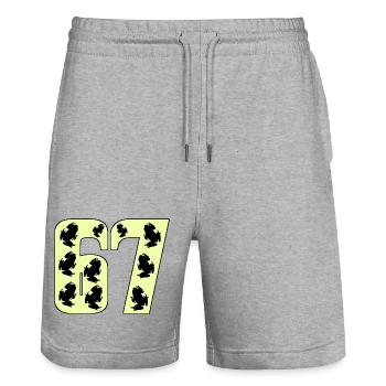 67 Nummern Zahl 67 - Stanley/Stella Unisex Bio Joggingshorts Trainer  - Grau meliert - Vorne - Nik (191cm) & Marisol (170cm)