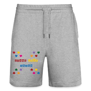Frohen Muttertag – Muttertag - Stanley/Stella Unisex Bio Joggingshorts Trainer  - Grau meliert - Vorne - Nik (191cm) & Marisol (170cm)