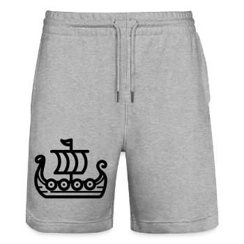 Wikingerschiff - Stanley/Stella Unisex Bio Joggingshorts Trainer  - Grau meliert - Vorne - Nik (191cm) & Marisol (170cm)