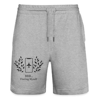 BRB... Tu me cherches - Short de jogging bio TRAINER Stanley/Stella unisexe - gris chiné - Devant - Nik (191cm) & Marisol (170cm)