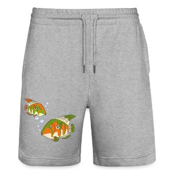Colorful Fish - Stanley/Stella Trainer Unisex Organic Jogging Shorts - heather grey - Front - Nik (191cm) & Marisol (170cm)
