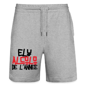 Élu alcolo de l’année / Alcool / Humour - Short de jogging bio TRAINER Stanley/Stella unisexe - gris chiné - Devant - Nik (191cm) & Marisol (170cm)
