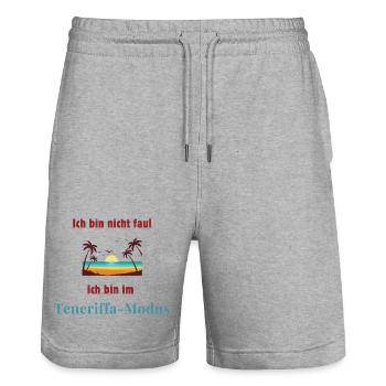 I'm in Tenerife mode tenerife lover - Stanley/Stella Trainer Unisex Organic Jogging Shorts - heather grey - Front - Nik (191cm) & Marisol (170cm)