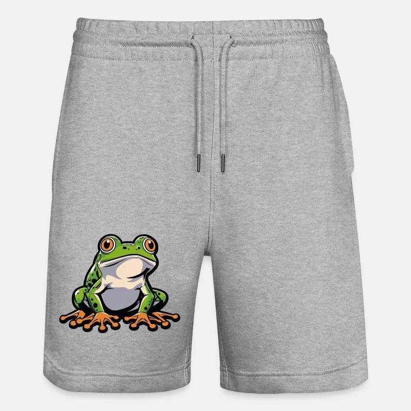 Dessin animé de grenouille joyeuse - Short de jogging bio TRAINER Stanley/Stella unisexe - gris chiné