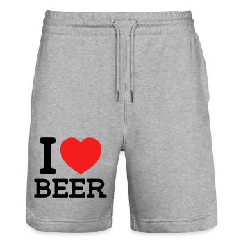 J’adore la bière (les couleurs peuvent être changées) - Short de jogging bio TRAINER Stanley/Stella unisexe - gris chiné - Devant - Nik (191cm) & Marisol (170cm)