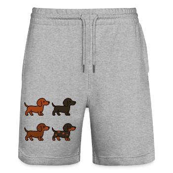 Niedliches Dackel-Hunde-Illustrationsset - Stanley/Stella Unisex Bio Joggingshorts Trainer  - Grau meliert - Vorne - Nik (191cm) & Marisol (170cm)