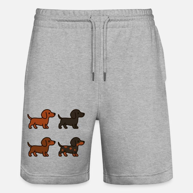 Niedliches Dackel-Hunde-Illustrationsset - Stanley/Stella Unisex Bio Joggingshorts Trainer  - Grau meliert