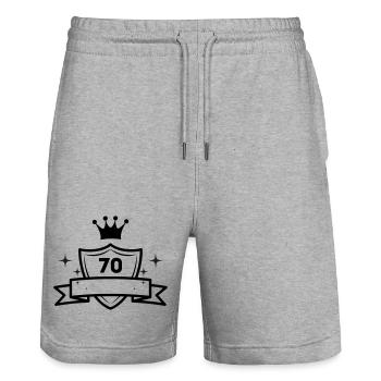 70 Years - Birthday - Anniversary - Stanley/Stella Trainer Unisex Organic Jogging Shorts - heather grey - Front - Nik (191cm) & Marisol (170cm)