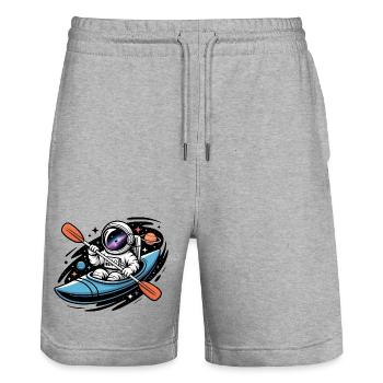 Astronauten-Kajak – Cooles Alien-Logo - Stanley/Stella Unisex Bio Joggingshorts Trainer  - Grau meliert - Vorne - Nik (191cm) & Marisol (170cm)