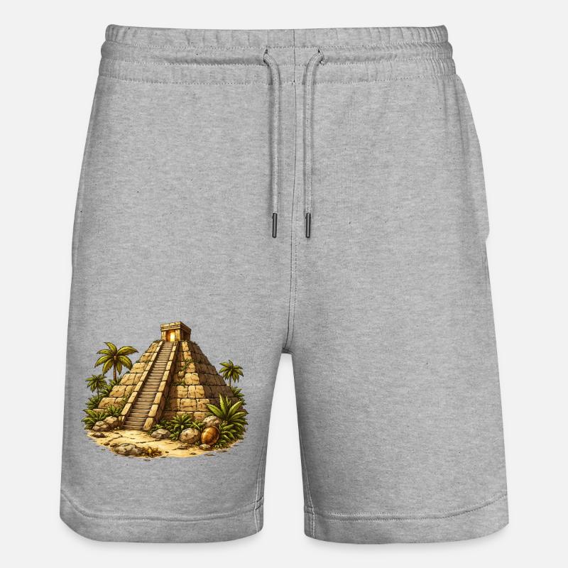 Pyramide Tempel - Stanley/Stella Unisex Bio Joggingshorts Trainer  - Grau meliert