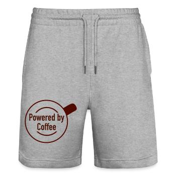 Powered by Coffee  - Stanley/Stella Unisex Bio Joggingshorts Trainer  - Grau meliert - Vorne - Nik (191cm) & Marisol (170cm)