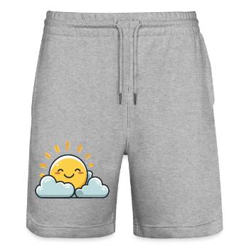 Sunshine - Stanley/Stella Trainer Unisex Organic Jogging Shorts - heather grey - Front - Nik (191cm) & Marisol (170cm)