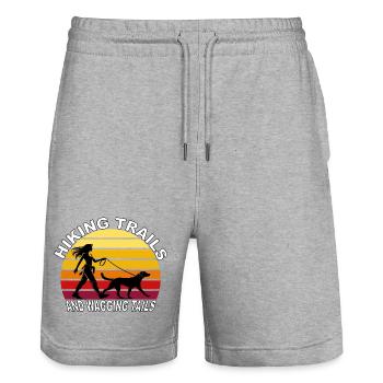 Hiking Trails and Wagging Tails Retro - Stanley/Stella Unisex Bio Joggingshorts Trainer  - Grau meliert - Vorne - Nik (191cm) & Marisol (170cm)
