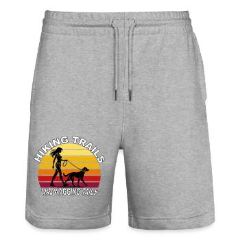 Hiking Trails and Wagging Tails Retro - Stanley/Stella Unisex Bio Joggingshorts Trainer  - Grau meliert - Vorne - Nik (191cm) & Marisol (170cm)