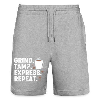 Barista Espresso Coffee Caffeine - Stanley/Stella Trainer Unisex Organic Jogging Shorts - heather grey - Front - Nik (191cm) & Marisol (170cm)