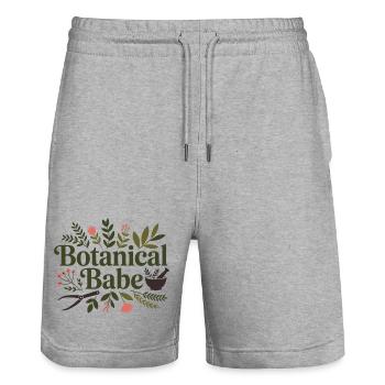 Clinique professionnelle de l’herboriste botanique - Short de jogging bio TRAINER Stanley/Stella unisexe - gris chiné - Devant - Nik (191cm) & Marisol (170cm)