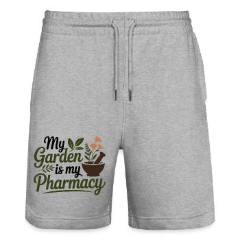 Kräuterkundige Mein Garten ist mein Apothekerprofi - Stanley/Stella Unisex Bio Joggingshorts Trainer  - Grau meliert - Vorne - Nik (191cm) & Marisol (170cm)