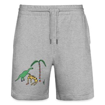 Tigre & Dino - Short de jogging bio TRAINER Stanley/Stella unisexe - gris chiné - Devant - Nik (191cm) & Marisol (170cm)