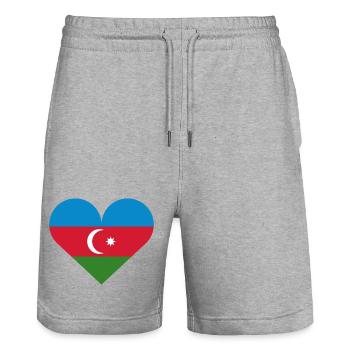 Azerbaijan heart flag - Stanley/Stella Trainer Unisex Organic Jogging Shorts - heather grey - Front - Nik (191cm) & Marisol (170cm)