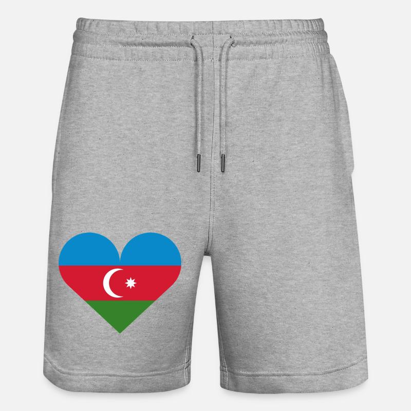 Drapeau du cœur de l’Azerbaïdjan - Short de jogging bio TRAINER Stanley/Stella unisexe - gris chiné