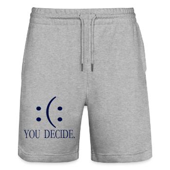Happy and sad - Stanley/Stella Trainer Unisex Organic Jogging Shorts - heather grey - Front - Nik (191cm) & Marisol (170cm)