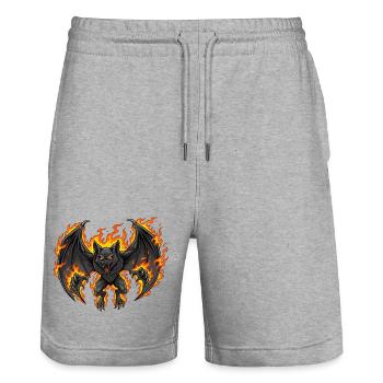 Bat on fire - Stanley/Stella Trainer Unisex Organic Jogging Shorts - heather grey - Front - Nik (191cm) & Marisol (170cm)