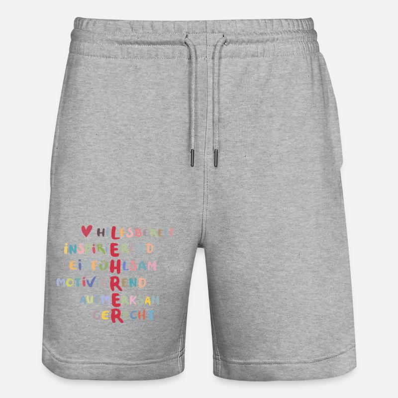 Farbenfrohe Werte Collage – Hilfsbereit - Stanley/Stella Unisex Bio Joggingshorts Trainer  - Grau meliert