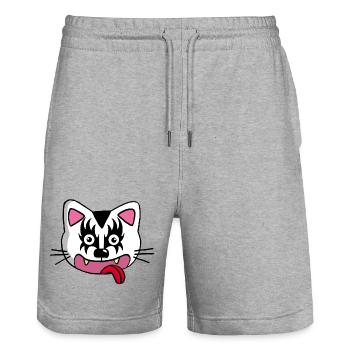Cute but demonic cat - Stanley/Stella Trainer Unisex Organic Jogging Shorts - heather grey - Front - Nik (191cm) & Marisol (170cm)