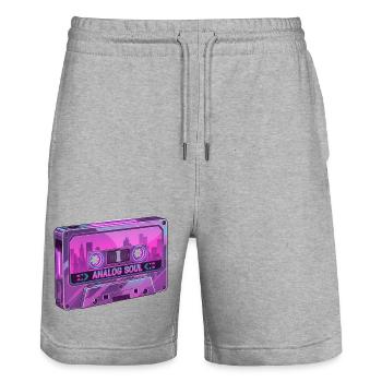 Retro Analog Soul Chrome Kassette Synthwave - Stanley/Stella Unisex Bio Joggingshorts Trainer  - Grau meliert - Vorne - Nik (191cm) & Marisol (170cm)