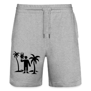 Party Urlaub Insel Bier - Stanley/Stella Unisex Bio Joggingshorts Trainer  - Grau meliert - Vorne - Nik (191cm) & Marisol (170cm)