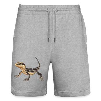 Lizards Lizard - Stanley/Stella Trainer Unisex Organic Jogging Shorts - heather grey - Front - Nik (191cm) & Marisol (170cm)
