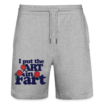 Kunst im Herzen Rosen Tee - Stanley/Stella Unisex Bio Joggingshorts Trainer  - Grau meliert - Vorne - Nik (191cm) & Marisol (170cm)