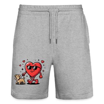 La Saint-Valentin drôle des chiens pour les propriétaires de chiens - Short de jogging bio TRAINER Stanley/Stella unisexe - gris chiné - Devant - Nik (191cm) & Marisol (170cm)