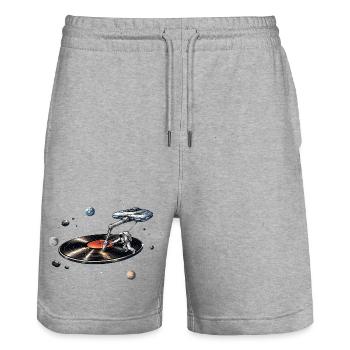 Astronaut as a plate needle in space - Stanley/Stella Trainer Unisex Organic Jogging Shorts - heather grey - Front - Nik (191cm) & Marisol (170cm)