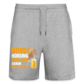 Bier Pferd Hobby Horsing - Stanley/Stella Unisex Bio Joggingshorts Trainer  - Grau meliert - Vorne - Nik (191cm) & Marisol (170cm)