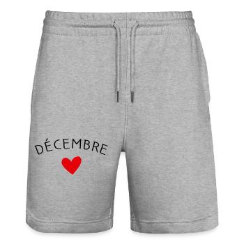 Future maman Décembre – Bébé en route ❤️ - Short de jogging bio TRAINER Stanley/Stella unisexe - gris chiné - Devant - Nik (191cm) & Marisol (170cm)