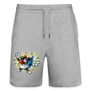 Héros magnétique avec des lunettes de soleil - Short de jogging bio TRAINER Stanley/Stella unisexe - gris chiné - Devant - Nik (191cm) & Marisol (170cm)