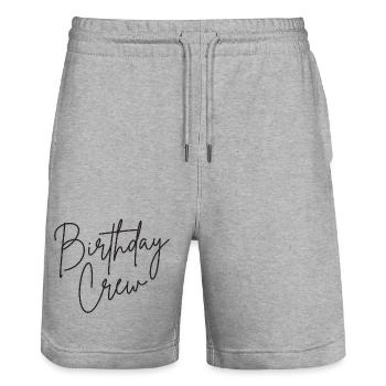 Birthday Crew - Stanley/Stella Trainer Unisex Organic Jogging Shorts - heather grey - Front - Nik (191cm) & Marisol (170cm)