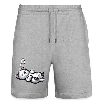 West highland terrier Westie Westiebesitzer  - Stanley/Stella Unisex Bio Joggingshorts Trainer  - Grau meliert - Vorne - Nik (191cm) & Marisol (170cm)