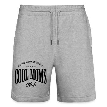 Cool moms club - Stolzes Mitglied - Mama 2027  - Stanley/Stella Unisex Bio Joggingshorts Trainer  - Grau meliert - Vorne - Nik (191cm) & Marisol (170cm)