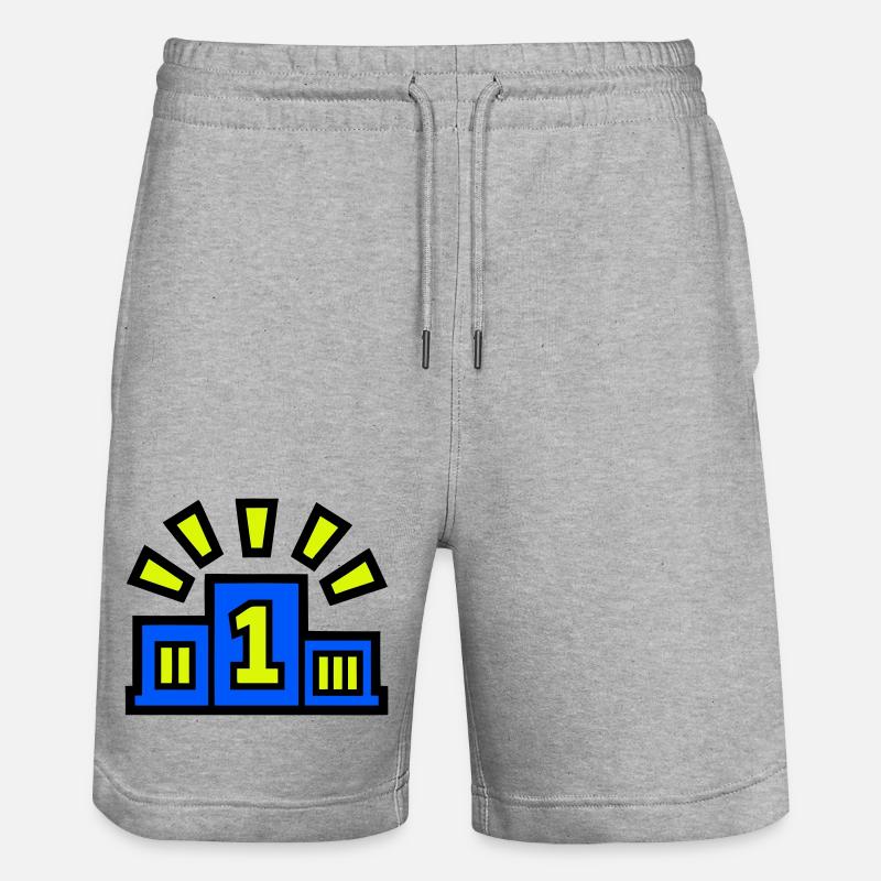 Sieger Podest Platz 1 Champion - Stanley/Stella Unisex Bio Joggingshorts Trainer - Grau meliert
