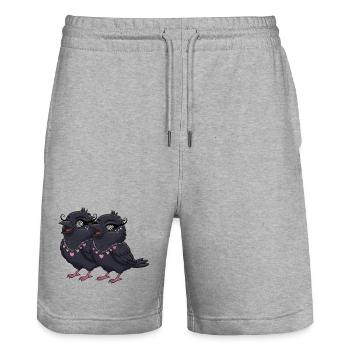 Filles Corbeau avec des colliers en forme de cœur - Short de jogging bio TRAINER Stanley/Stella unisexe - gris chiné - Devant - Nik (191cm) & Marisol (170cm)