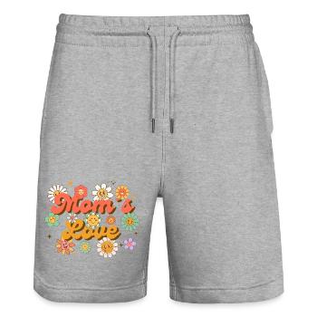 Mom's Love – Design Floral Rétro et Vintage - Short de jogging bio TRAINER Stanley/Stella unisexe - gris chiné - Devant - Nik (191cm) & Marisol (170cm)