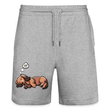 Langhaardackel Dackel Dackelhalter Teckel Tekkel - Stanley/Stella Unisex Bio Joggingshorts Trainer  - Grau meliert - Vorne - Nik (191cm) & Marisol (170cm)