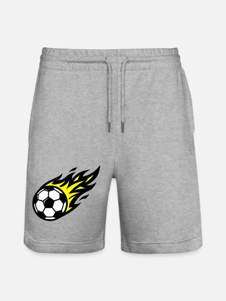 Soccer Flame Ball - Stanley/Stella Trainer Unisex Organic Jogging Shorts - heather grey